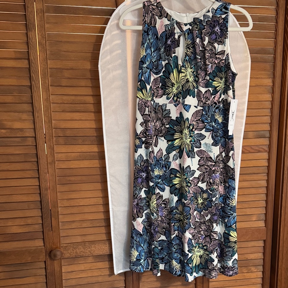 Maggy London Floral Casual Dress in Blue and Purple